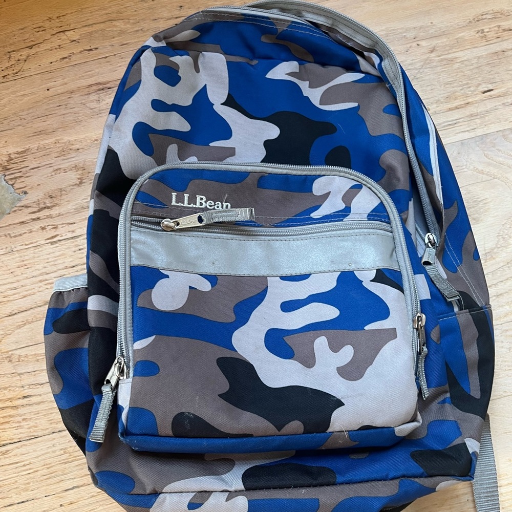 LL Bean Kids backpack Blue Camouflage